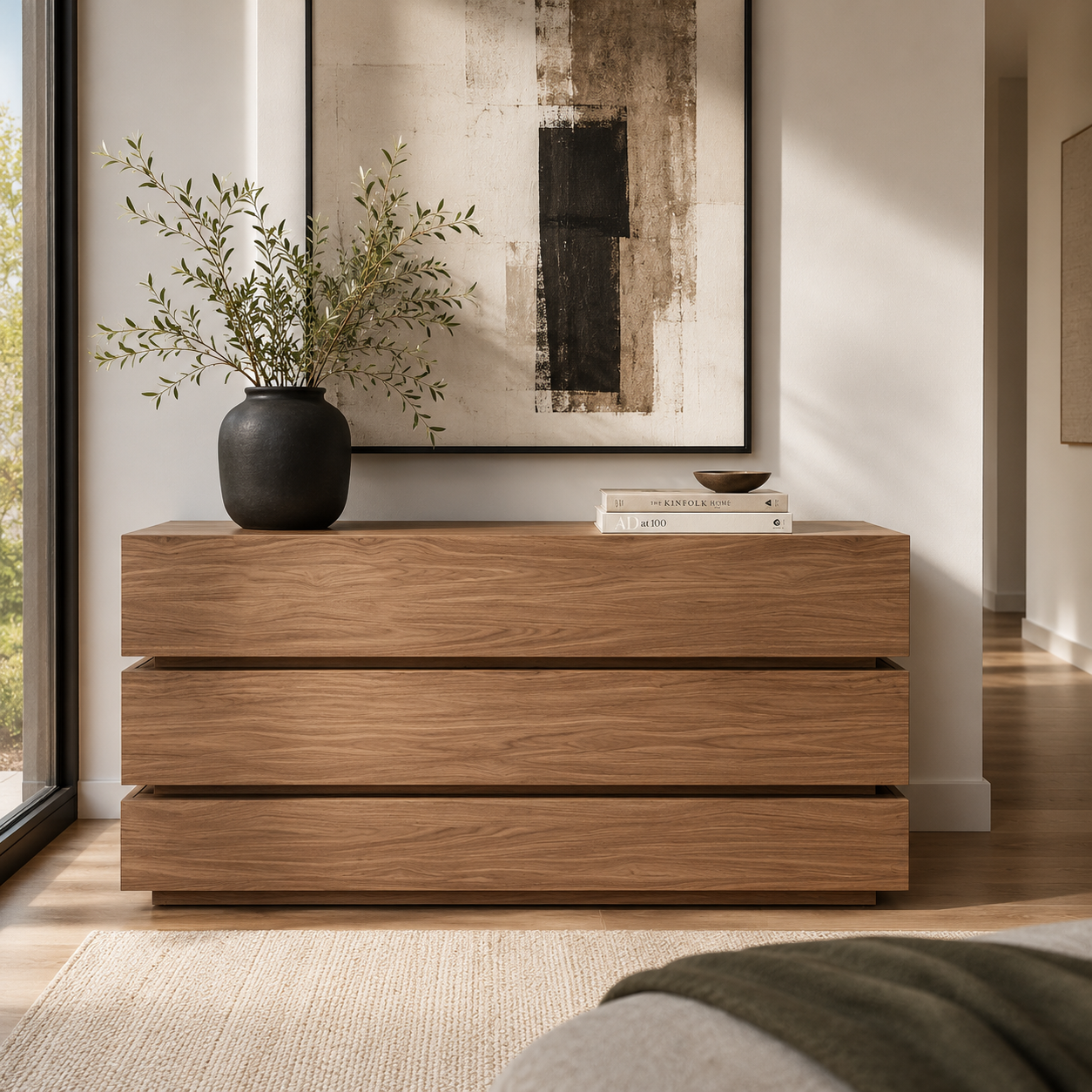modern minimalist dresser Brookline Luxury Walnut | Bedroom Storage Mini Dress Casual Homecoming while sleek metal drawer style_code:358883 Paint Color:Sprout