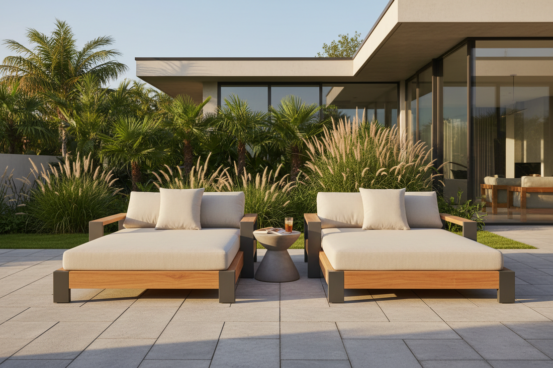 Tevara Wood & Aluminum Outdoor Lounger Daybed Patio Furniture: The Ultimate Luxury Outdoor Upgrade for Modern Homes