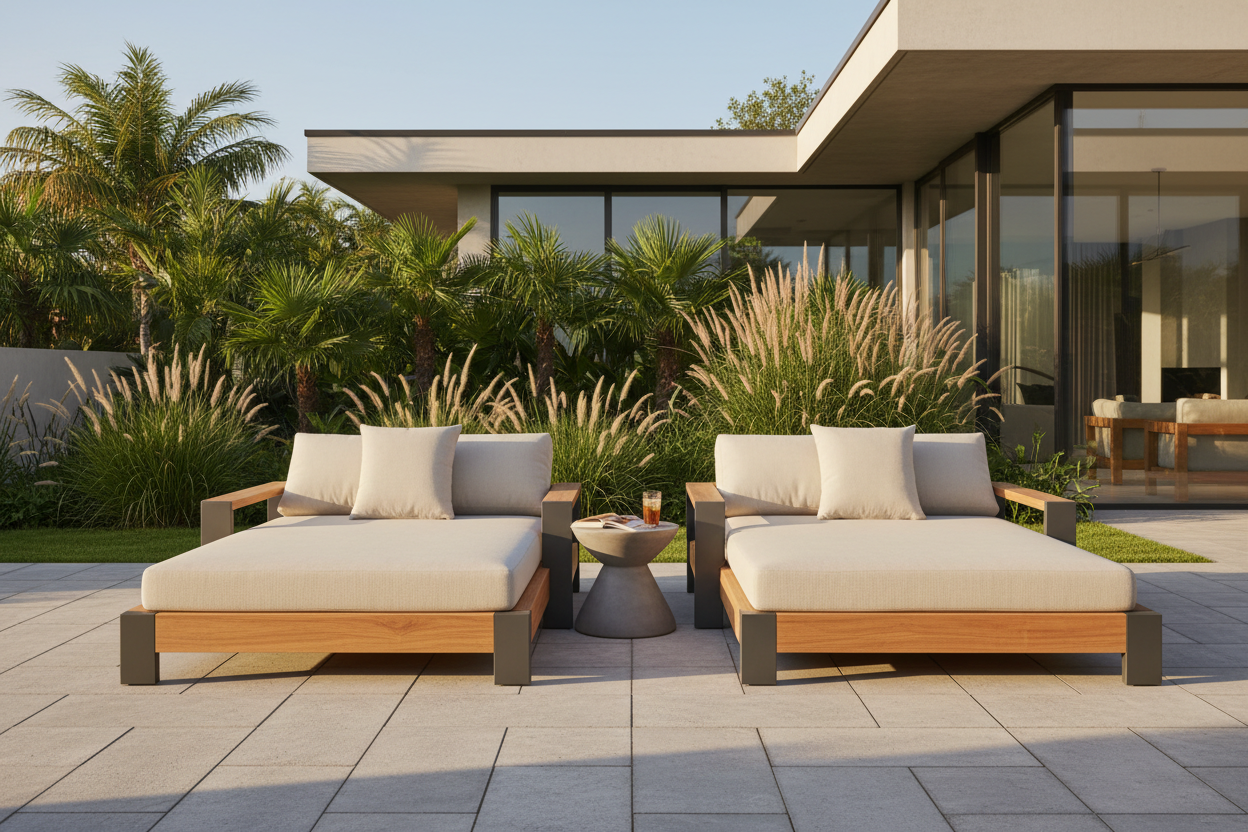 Tevara Wood & Aluminum Outdoor Lounger Daybed Patio Furniture: The Ultimate Luxury Outdoor Upgrade for Modern Homes