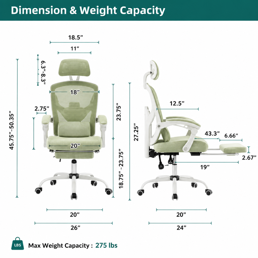 Ergonomic Reclining High-Back Mesh Gaming Chair – Swivel Rolling Chair with Lumbar Support