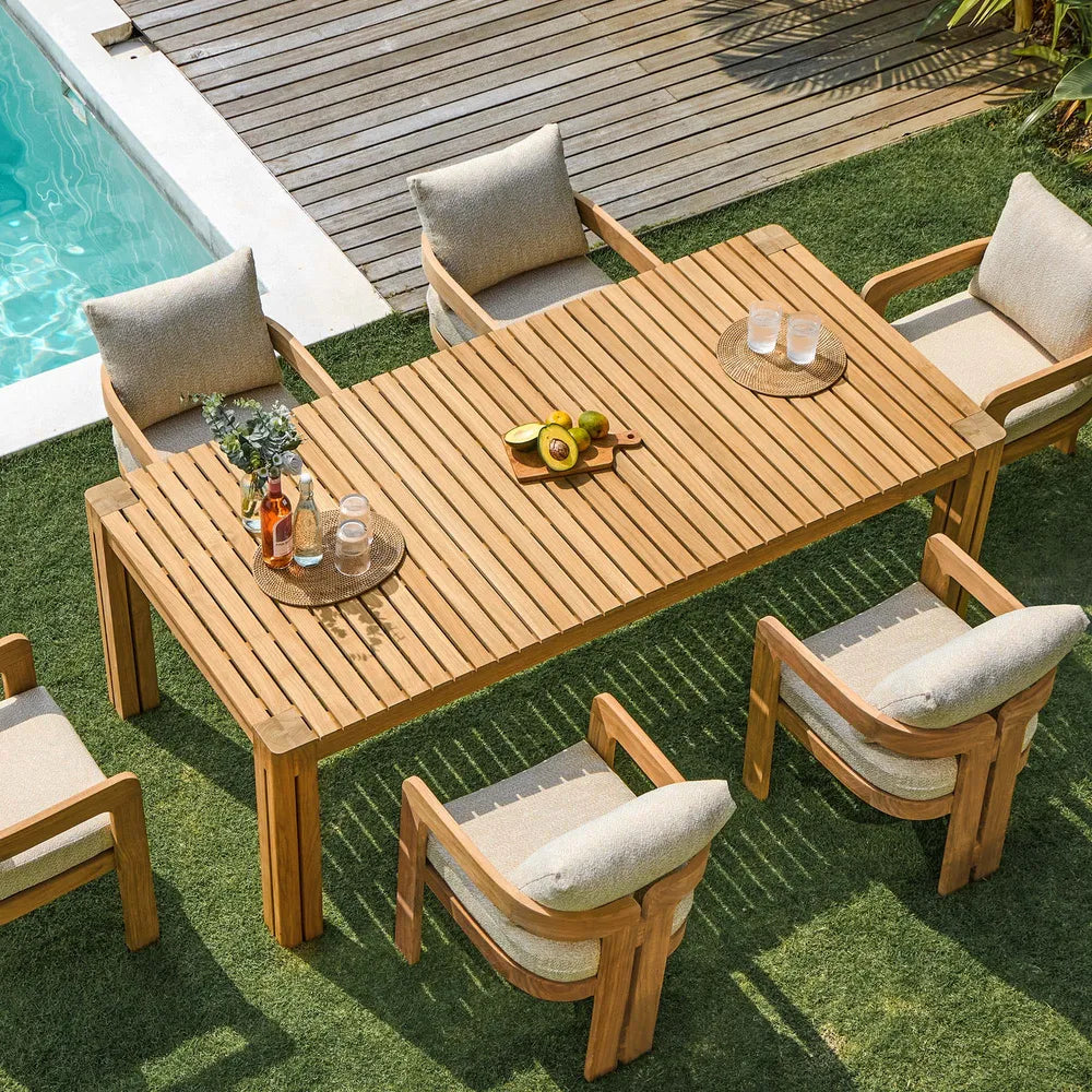 Arles 85" Outdoor Dining Table, Natural Teak