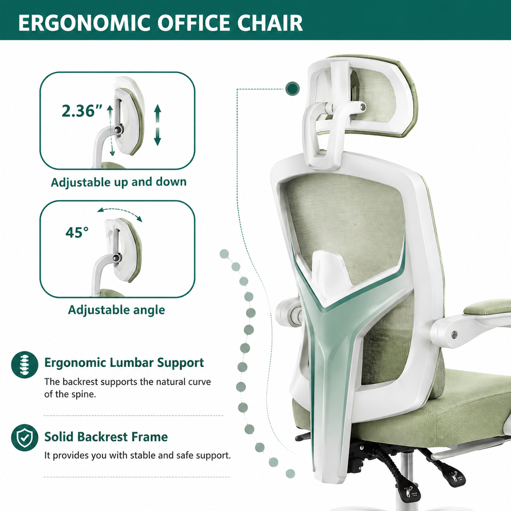 Ergonomic Reclining High-Back Mesh Gaming Chair – Swivel Rolling Chair with Lumbar Support