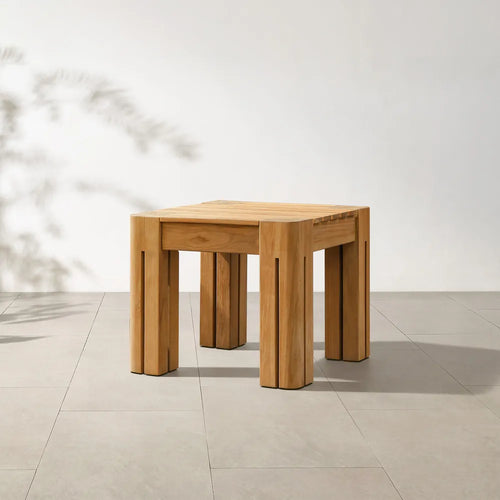 Arles 21" Outdoor Side Table, Natural Teak