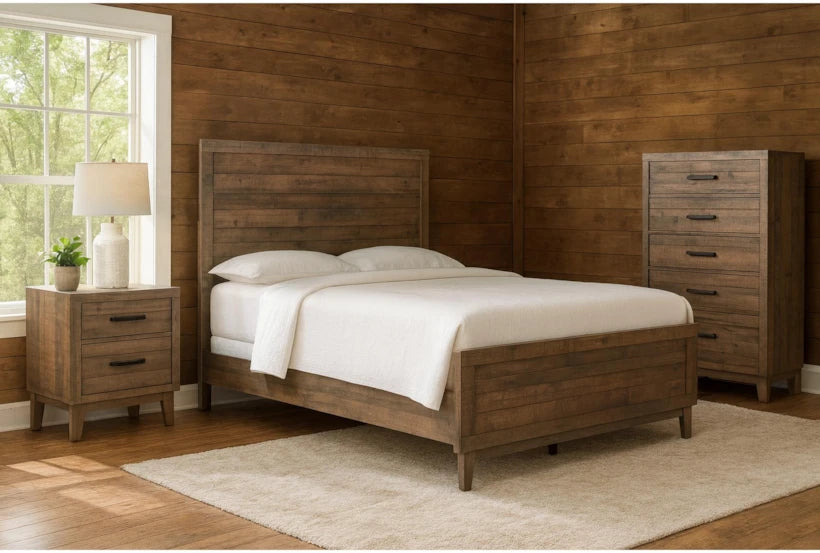 Ranier Queen Wood 3 Piece Bedroom Set With Chest & Nightstand | Panel