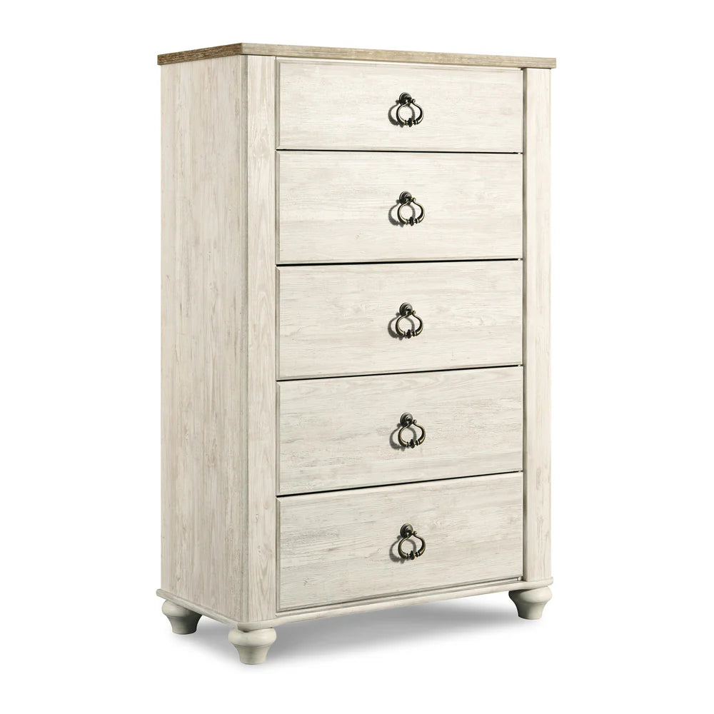 Willowton Whitewash 5-Drawer Bedroom Chest