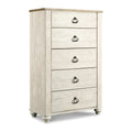 Willowton Whitewash 5-Drawer Bedroom Chest