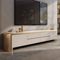 Modern 78.7" Off White & Gold TV Stand Sintered Stone Top with Storage for TVs up to 75"