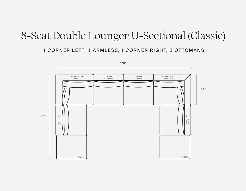 8-Seat Modular Double Lounger U-Sectional