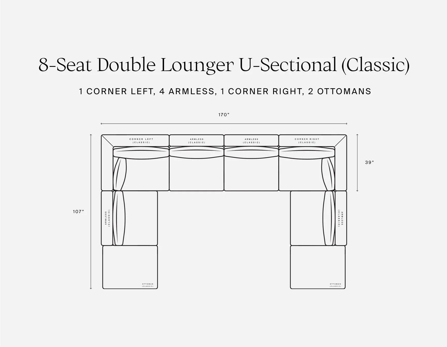 8-Seat Modular Double Lounger U-Sectional