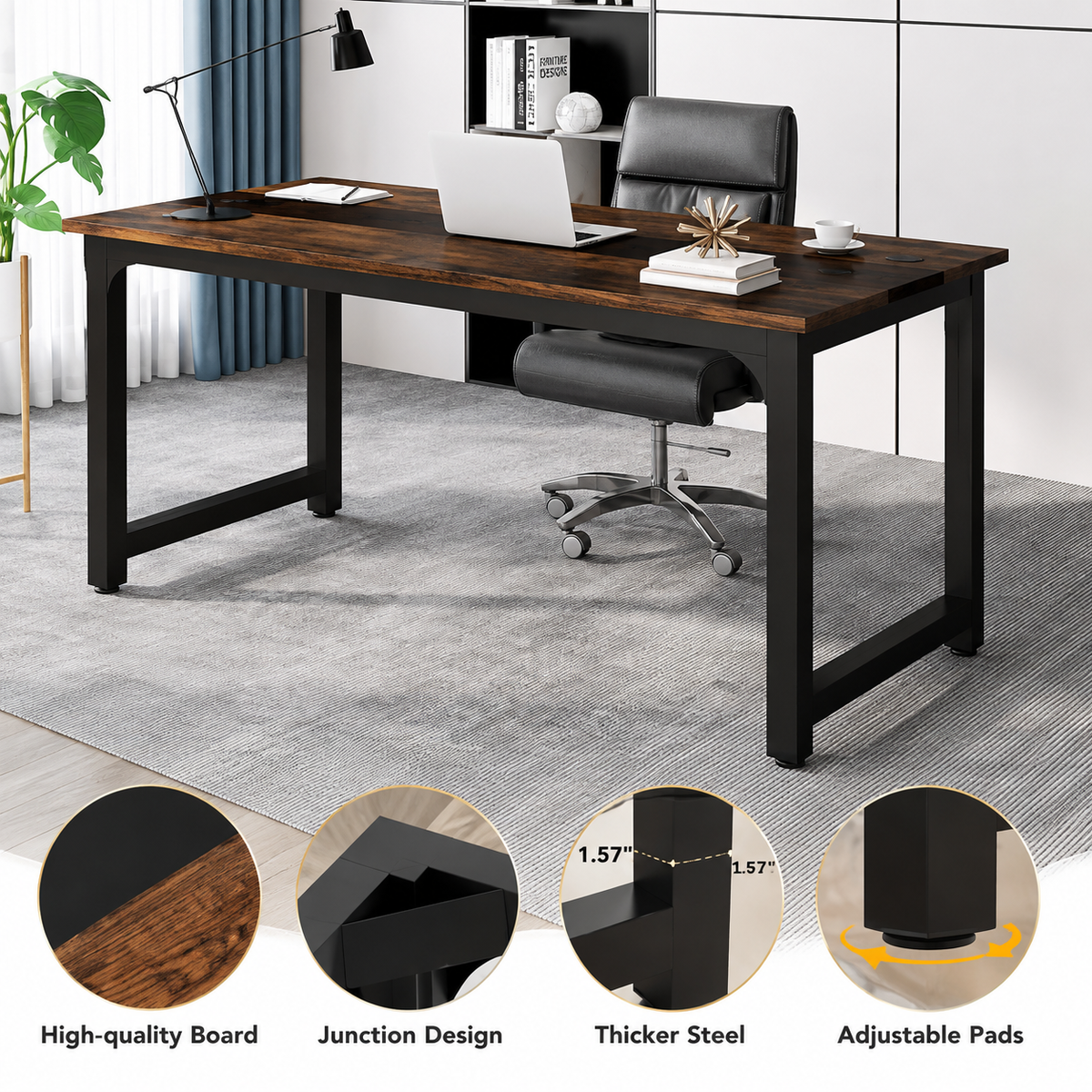 Modern Computer Desk – Spacious Writing & Work Desk for Home Office