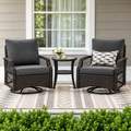 Westhaven™ 3-Piece Patio Conversation Set, Outdoor Wicker Swivel Chairs with Cushions and Matching Table, All-Weather Rattan Seating for Porch, Deck & Garden