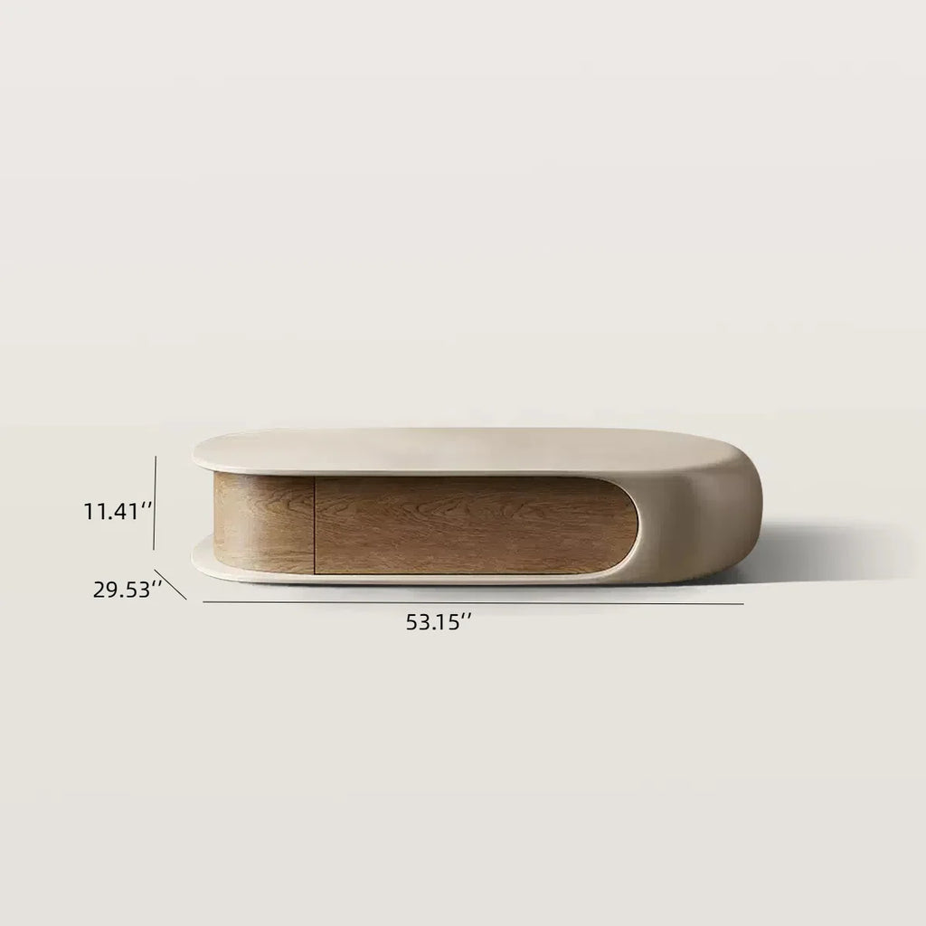 Modern Pebble Curved Coffee Table with Storage