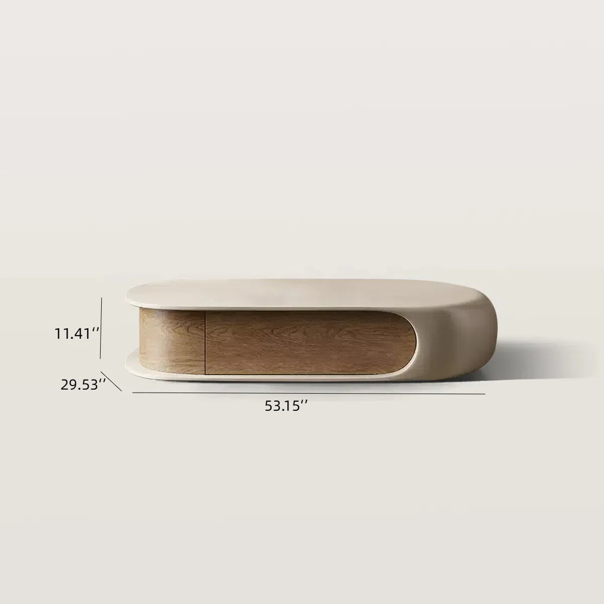 Modern Pebble Curved Coffee Table with Storage