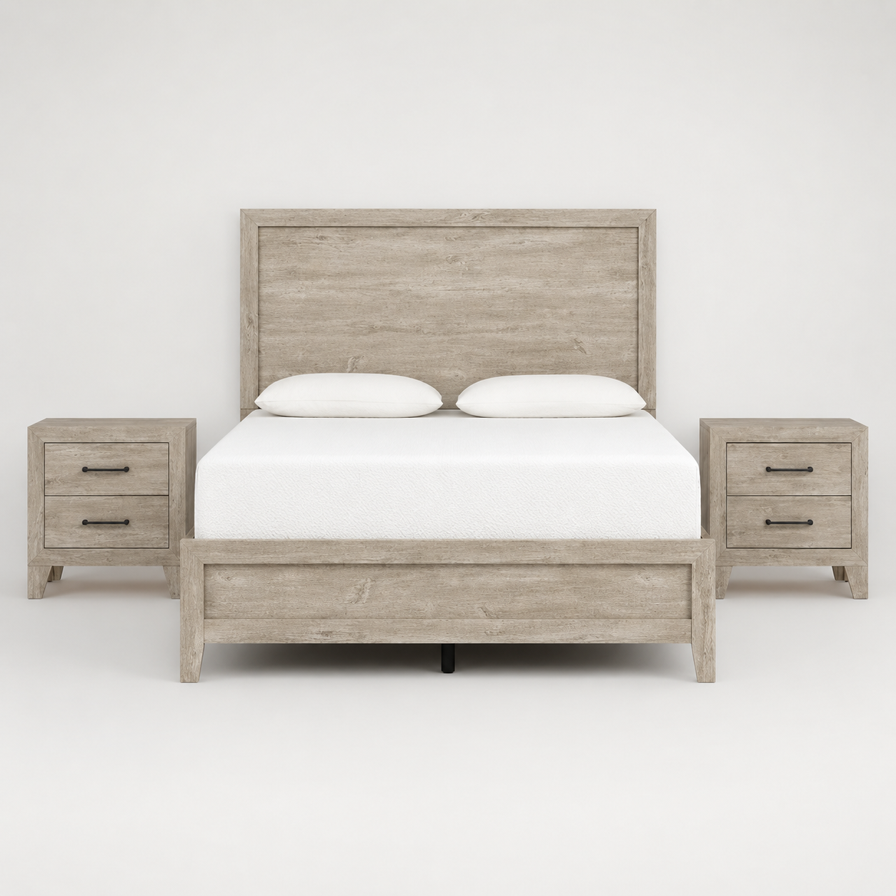 Arden Grey Queen Bed Set with 2 Nightstands