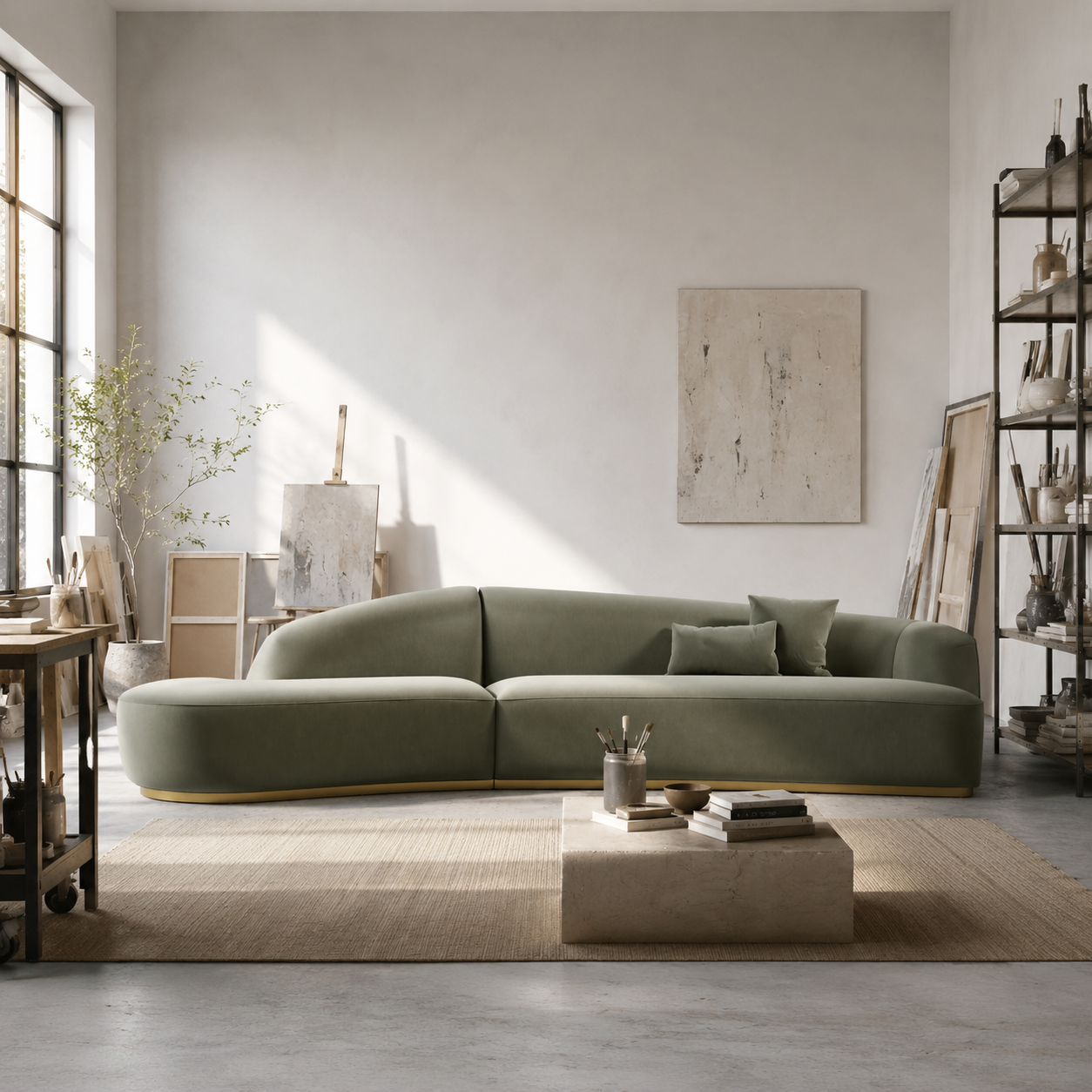 Reya Curved Sectional - Verdant