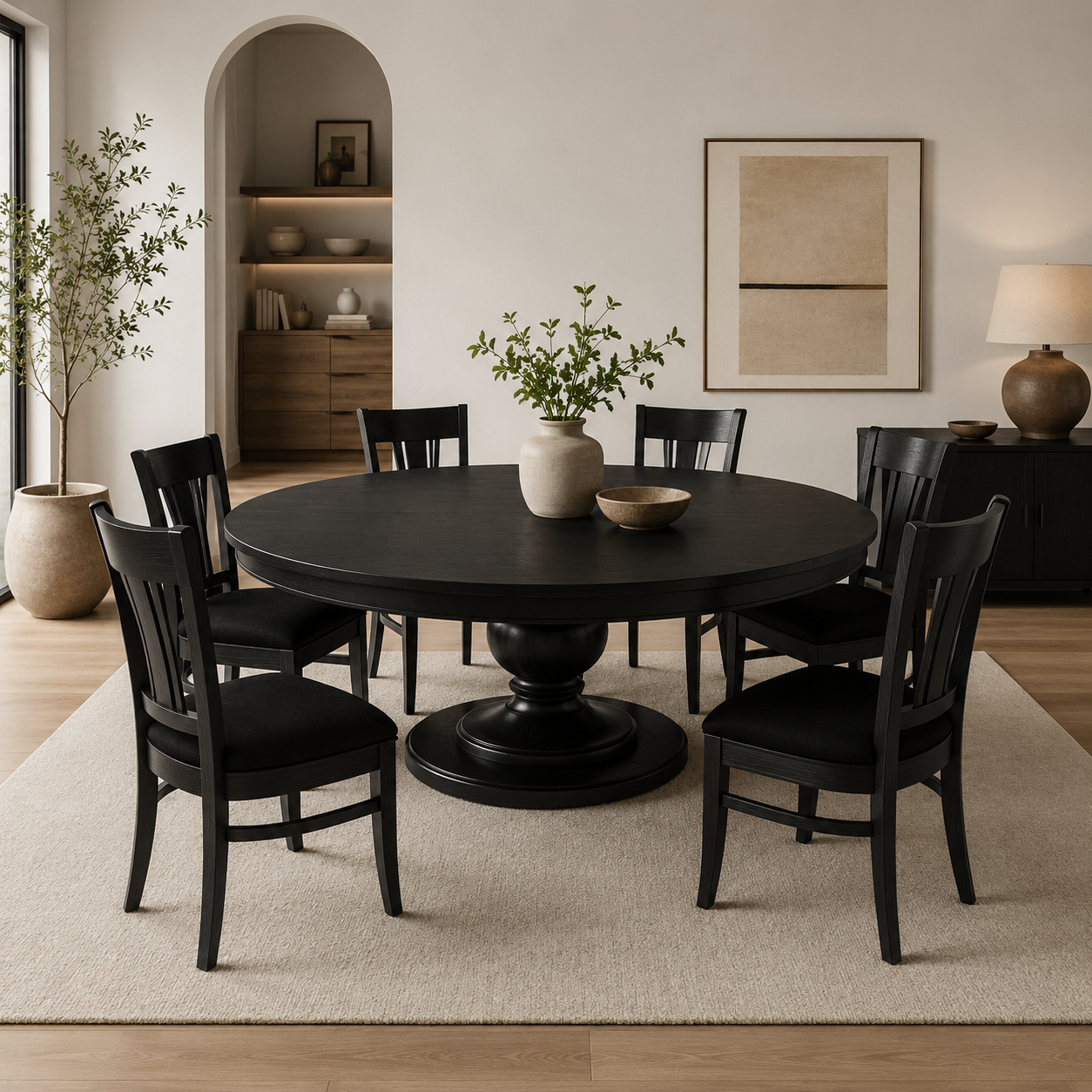 Novara Modern Solid Wood Dining Table And Chair Set