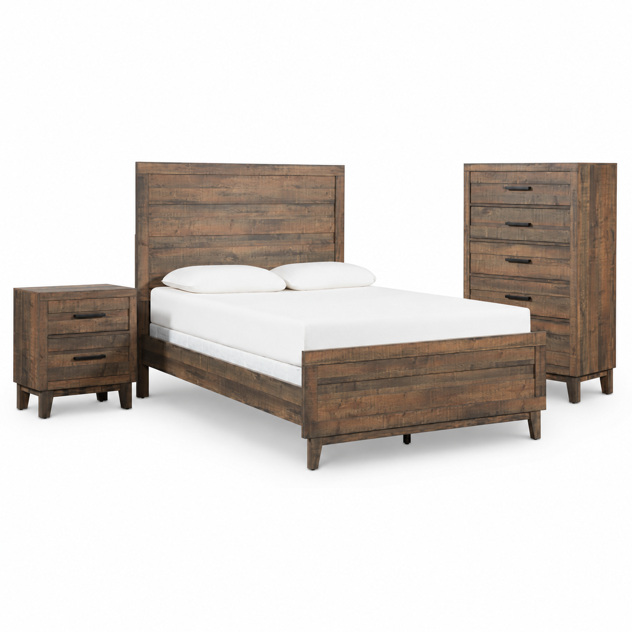 Ranier Queen Wood 3 Piece Bedroom Set With Chest & Nightstand | Panel