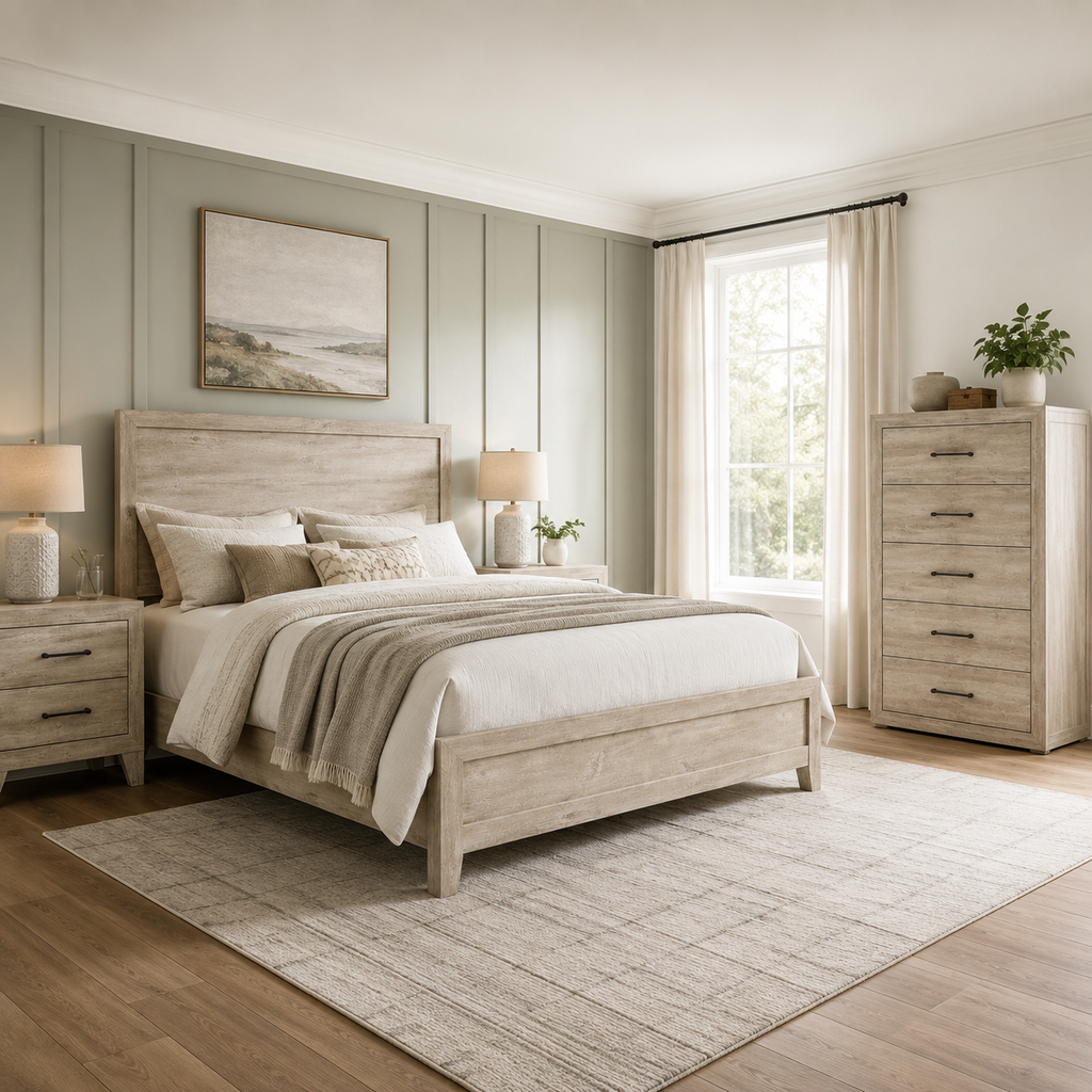 Arden Grey Queen Bed Set with 2 Nightstands - Luxury Furniture for Sale at Goldara Interiors