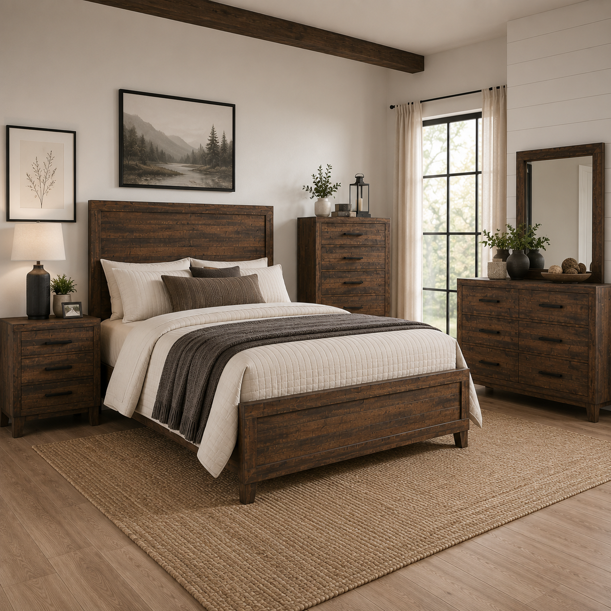 Ranier Queen Wood 3 Piece Bedroom Set With Chest & Nightstand | Panel