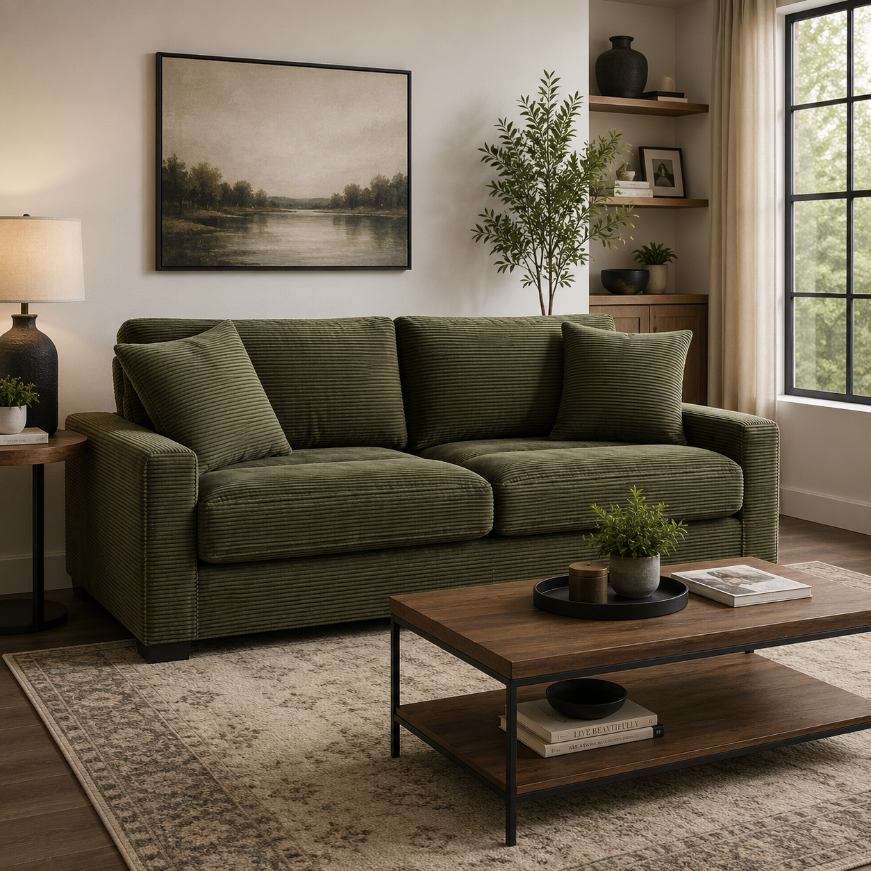 Aspen Forest 86" Memory Foam Sofa