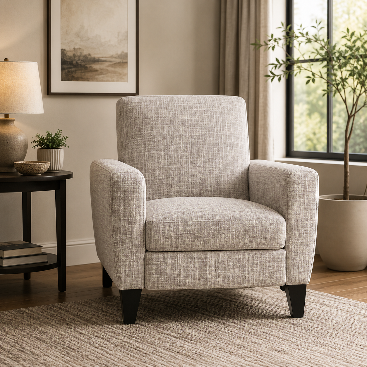La-Z-Boy Scarlett Manual Pressback Recliner with Beige Linen Upholstery