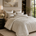 Luxury Quilted Velvet Bedding Set – Soft Metallic Grey Designer Bedroom Decor