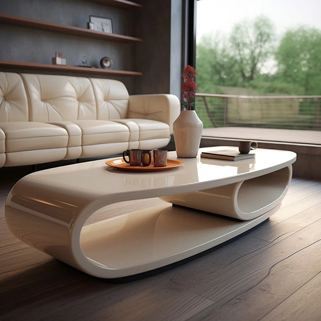 Creamy Unique Shaped Coffee Table