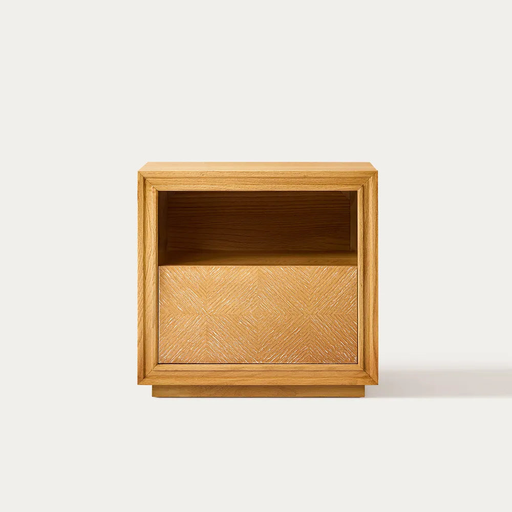 Thursen 21" Chevron Nightstand (Set of 2), Natural Cerused Oak