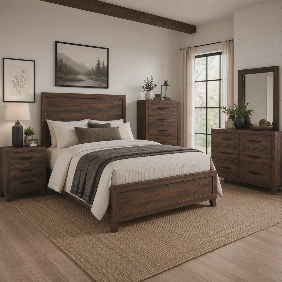 Ranier Queen Wood 3 Piece Bedroom Set With Chest & Nightstand | Panel